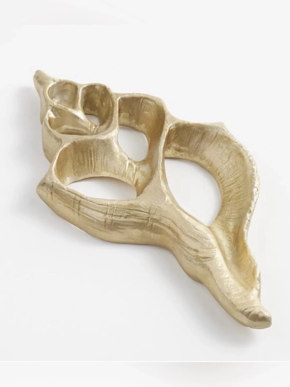 Pottery Barn Sculptural Shell Decorative Object | Coastal Decor | Silver Brass